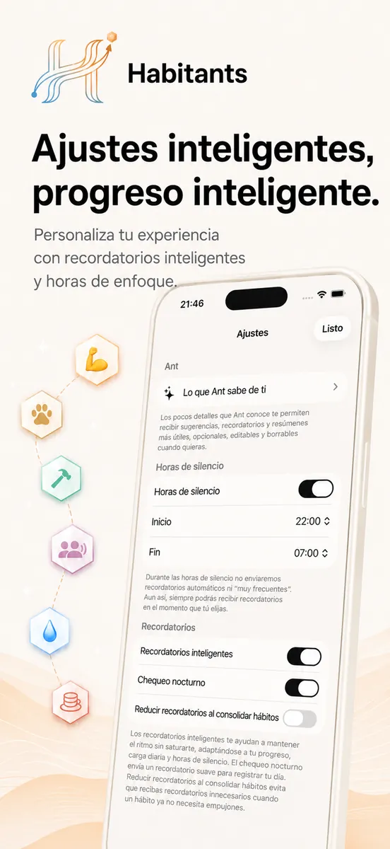 Ajustes inteligentes: avisos inteligentes y horas de silencio